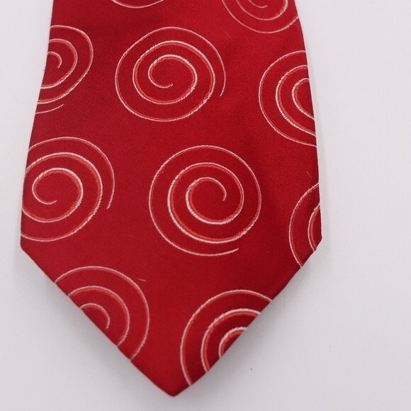 Gianfranco Ferre Red Swirl Print Silk Necktie - Picture 1 of 7